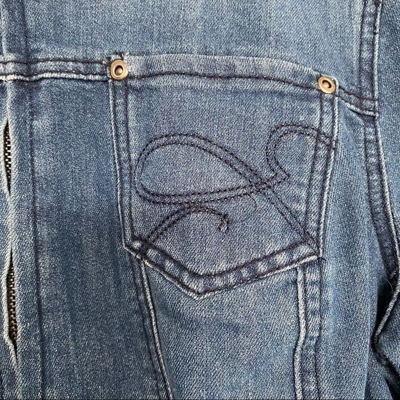 Vintage Baccini zipper front jean jacket L blue - Picture 2 of 8